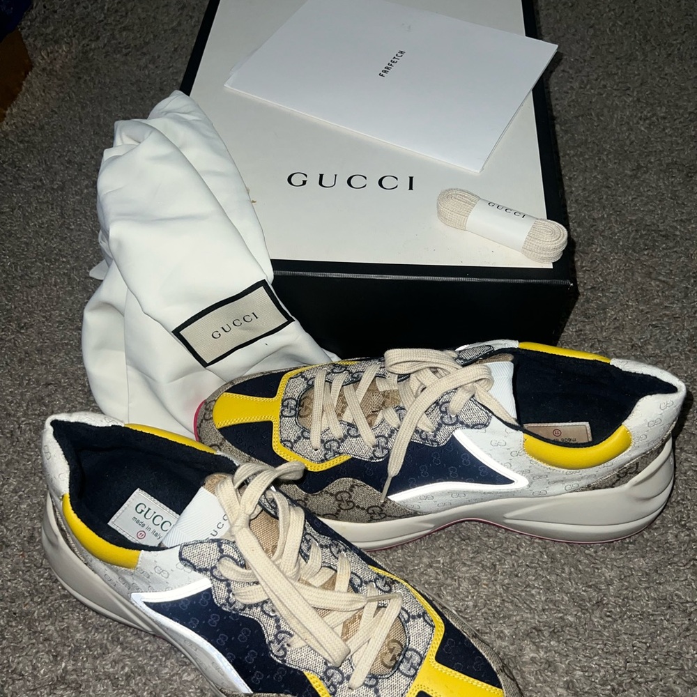 Gucci Yellow and Blue Patterned Sneakers